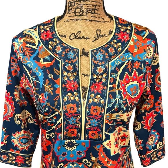 Gretchen Scott Split Neck Tunic Top Magic Carpet Floral Jersey Size Medium - Picture 3 of 7